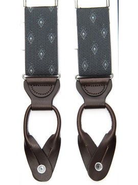 Charcoal Woven Diamond Non-Stretch, Suspenders Button Tabs, Nickel Fittings
